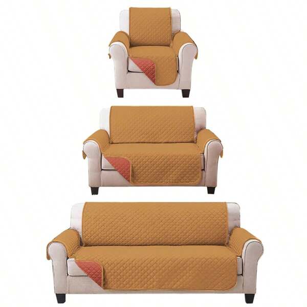 Juego de Protector Cubre Sala Doble Vista Capitonado, Incluye: Protector de Sofá, Love Seat y Sillón Individual.