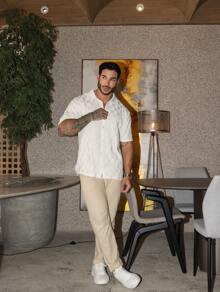 TRICOT DE LUXO Men's Chic Lightweight Textured High Quality Autumn And Winter Knit Shirt - trắng - Xem 3