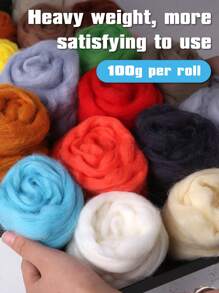 1 peça 100g Lã Colorida, Feltro Úmido DIY Feito à Mão, Kit de Materiais de Punção de Feltro de Lã, Fita de Lã Colorida