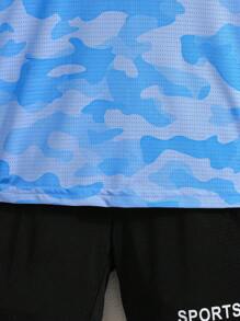 Boys' Lightweight Breathable Round Neck Top With Splicing Loose Shorts, New Soccer Sports Training Quick-Dry Outfit