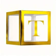 Gold Balloon Boxes ,With Letters For B-A-B-Y Shower,1 Box With 1 Letter Or 1 Set Of 4Pcs Box And B-A-B-Y Letters,Party Shower Decorations For Birthday Party, Transparent Balloon Boxes Clear Blocks For Birthday Party, Bridal Shower, Gender Reveal,Balloon Box Decorations