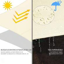 Toldo Rectangular Para Sombrilla De Patio 3 X 5 M - Protección UV, Impermeable, Ideal For Exterior, Jardín Y Terraza - Color Beige, Resistant To Water And Los Rayos UV.Toldo Exterior - Beige - View 6
