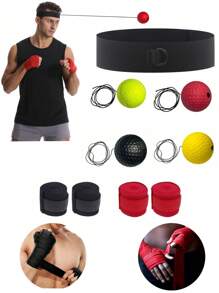 2pcs/1pc Beginner Level Boxing Ball Set, Boxing Reflex Ball With Headband And Boxing Bandage, Fitness Equipment, For Training Speed, Focus, Boxing Speed, Hand-Eye Coordination - Multicolor - View 1