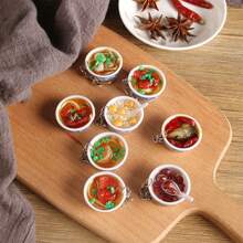 1/5 件 4 厘米逼真食物工艺挂饰，迷你玩具食物钥匙扣，PVC 逼真花碗面条钥匙扣，创意可爱美味食物钥匙圈，厨房玩具屋配件，背包钥匙扣吊坠，微型零食钥匙扣，多色 - 彩色 - 查看 12