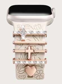 5/4/3pcs Metal Charms Decorative Ring Compatible With Apple Watch Band LOVE Diamond Rhinestone Ornament Smart Watch Silicone Strap Accessories Bracelet Fashionable Accessories (Watch And Band Not Included) Compatible With Apple Watch Band 38mm 40mm 41mm 42mm 44mm 45mm 46mm 49mm, Compatible With Samsung Compatible With Huawei Watch Series Ultra/Se/10/9/8/7/6/5/4/3/2/1 Watch Band Accessories Jewellery