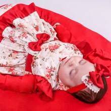 Maternity Outfit For Baby Girl Pompom 04 Pieces Baby Clothes - 紅色 - 查看 3