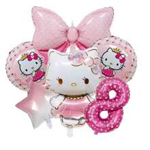 Sanrio Number Balloon Set,  Cute Birthday Package Decorations,  Cartoon Foil Balloon, Digital Printed Balloons,  Birthday Party Decor Balloon Set,  Pink Cute Theme Party Balloon Decoration Combo,  Room Wall Background Creative Decoration