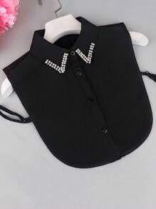 1pc Black & White Apricot & Red & Green Chiffon Detachable Collar With Pointed Ends, Classic - Chiffon False Collar - View 19