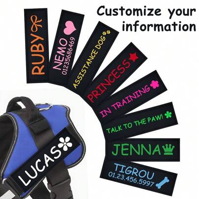 [Custom] Dog Harness Customized Pet Badge, Personalized Name, 8 Colors Available, Leash Accessories,Cat Gift