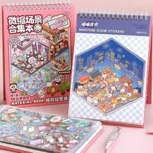 25 张宠物贴纸 + 20 种不同场景迷你风景贴纸书 - 微场景布局风景 3D 分层微型房屋贴纸套装，适合女孩、学校用品、返校 - 彩色 - 查看 7