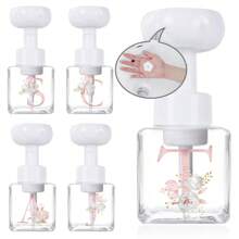 Dispenser de Sabonete Líquido em Forma de Flor com Bomba de Espuma Recarregável de 250ml, Dispenser de Sabonete Líquido em Forma de Flor para Limpador Facial Cosmético, Shampoo, Dispensador de Espuma, Padrão de Letras Iniciais 26, Decoração de Banheiro Doméstico, Volta às Aulas de Verão