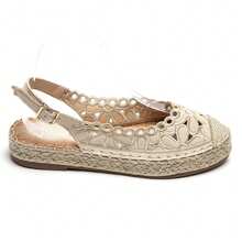 Sandales espadrilles en dentelle florale - élégance et confort pour l'été - Beige - Voir 2