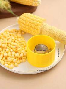 1 件装不锈钢玉米剥皮器不锈钢玉米粒去除器，塑料蔬菜削皮器，方便备餐的厨房小工具，高效玉米棒剥皮器，家庭厨房工具 - 黃色 - 查看 5