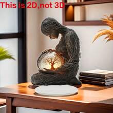 2D 亚克力桌面装饰，生命树平面设计，波西米亚风格，优雅的家居和办公室装饰，适合生日和毕业典礼，雕塑女性人物，内部带有发光树，无需电池 - 彩色 - 查看 4