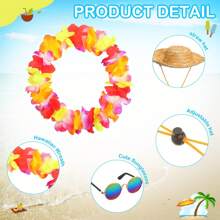 3pcs Summer Porch Goose Outfits For Plastic Goose 23/17'' Lawn Patio Statue Clothes Straw Hat And Hawaiian Lei Costume