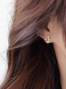 1 Pair Kids Cute Cat Stud Earrings For Girls Gifts For Daily Decoration For Party Jewelry Birthday Gift