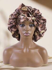 1pc Women's Double Layer Satin Hair Wrap, African Style Pattern, Home Decor & Hair Care - Multicolor - View 13