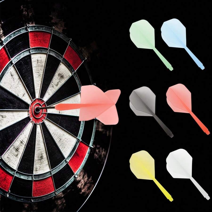 24X Moulded Darts Flights And Shafts 2BA, In-One Piece Integrated Accessory 7.5*3.6cm, Mulitcolours - Red - View 1