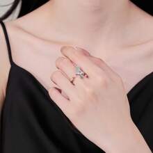 Fashionable And Simple Adjustable Hummingbird Ring For Women Inlaid With Colorful Zirconia Sterling Silver Animal Rings Suitable For Friends Daily Clothing - Hummingbird Ring - View 4