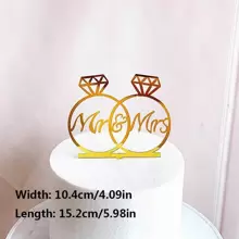 求婚方形圆形烫金生日快乐蛋糕插卡亚克力蛋糕生日派对结婚用品蛋糕装饰 - 金色 - 查看 2