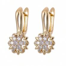 1 对时尚优雅的锆石六角形花卉耳钉，适合女性日常佩戴 - 六芒星耳扣 - 查看 7