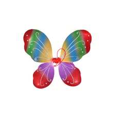 Alas de mariposa para adultos y niños, ángel de hadas, tutú multicolor, disfraz para fiesta de cumpleaños, accesorios de vestir - Arcoiris rojo - Ver 3