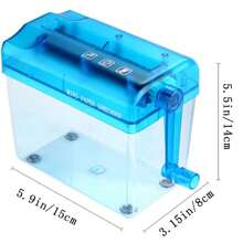 1Pc Portable Hand Shredder Manual Paper Shredder Mini Paper Cutting Machine With Basket Office School Home Desktop Stationery For Paper Bills Receipts - Blue - View 12