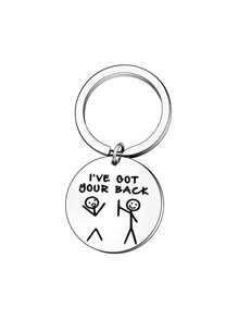 Popular Funny Friendship Stainless Steel Keychain, Creative Cute Cartoon Match Man Pendant - Silver - View 4