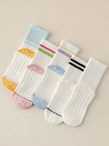 2/3/5 Pairs Women Yoga Socks, Professional Non-Slip Silicone Socks For Indoor Fitness, Dance, Pilates, Beginners, Suitable For Barefoot - Multicolor - View 1