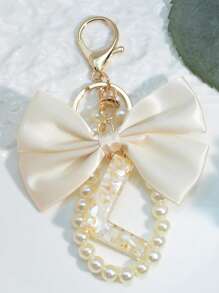 1 件白色蝴蝶结字母钥匙扣，妈妈礼物，女士包包吊坠饰品，DIY 背包装饰珍珠配件汽车配件包包饰品学校珍珠 - 白色 - 查看 30