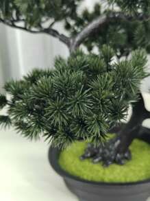 1 件 45 厘米/17.72 英寸优雅人造松树盆景树桌面盆景，易于维护且栩栩如生，是植物爱好者的完美礼物，适合小空间、家庭办公桌