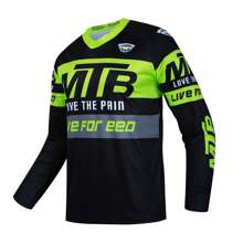 TELEYI Men's Letters Print Cycling Jersey, Active Breathable Moisture Wicking Long Sleeve V Neck Shirt For Biking Riding Sports - Multicolor - View 2