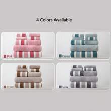 Set de 8 piezas compuesto por toallas de felpa de coral, incluye 4 toallas de mano, 2 toallas y 2 toallas de baño, un conjunto de toallas y toallas de baño suaves y absorbentes a rayas para baño, hotel, hogar, cocina, jacuzzi, piscina, spa, accesorios de baño.