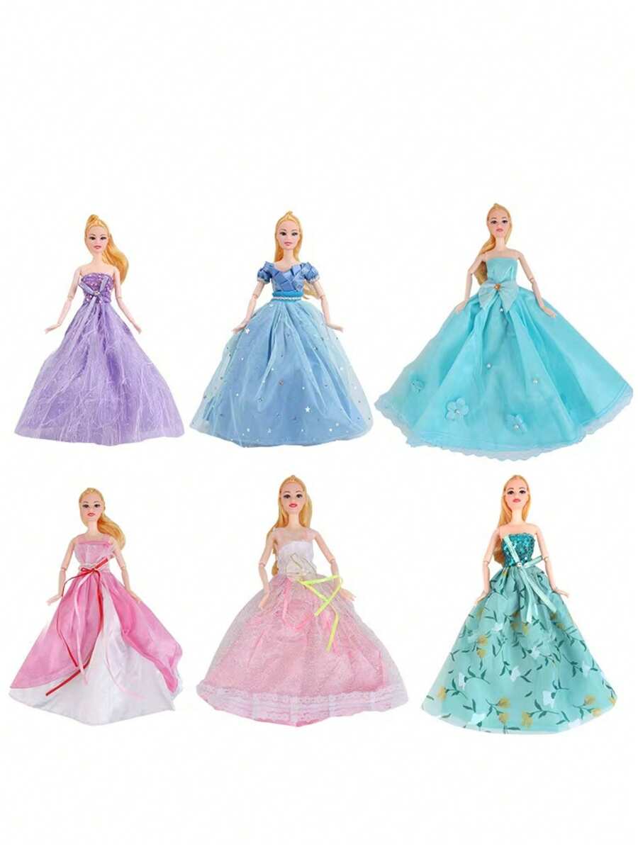 1pc 30cm Bride Doll Wedding Dress, Cute Plaything With Long Train
