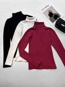 ACME MADE IN CHINA 3pcs Kit Cacharrel Basic Blouse Long Sleeve Winter Cold Weather Women's - Vinho/Preto/Off - 查看 1