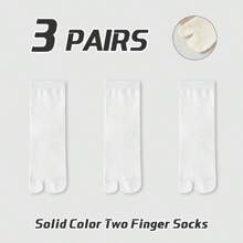 3 pares de calcetines de dedo dividido de estilo universitario de algodón cómodos y transpirables con antibacterias para mujer, de estilo minimalista liso, para las cuatro estaciones, otoño