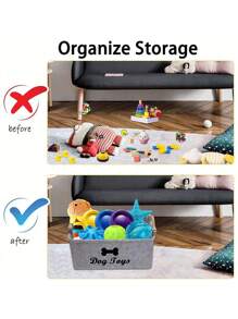 1pc Pet Toy Storage Box, Toy And Sundry Storage Basket, Storage Is Neat And Not Messy.Felt Pet Toy Storage Basket, Pet Supplies Felt Storage Bin, Keep Your Home Neat & Tidy. Pet Supplies Felt Storage Bin, Keep Your Home Neat & Tidy.Storage Basket For Indoor Pet Snack Toy And Dirty Clothing Organization Succinct