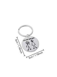 Popular Funny Friendship Stainless Steel Keychain, Creative Cute Cartoon Match Man Pendant - Silver - View 2