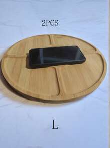 1 pieza Bandeja de estilo país de madera de acacia - Cesta de almacenamiento de madera redonda, adecuada para bocadillos, frutas y postres | Organizador de cocina y accesorio de decoración para el comedor - Color caoba - Ver 16