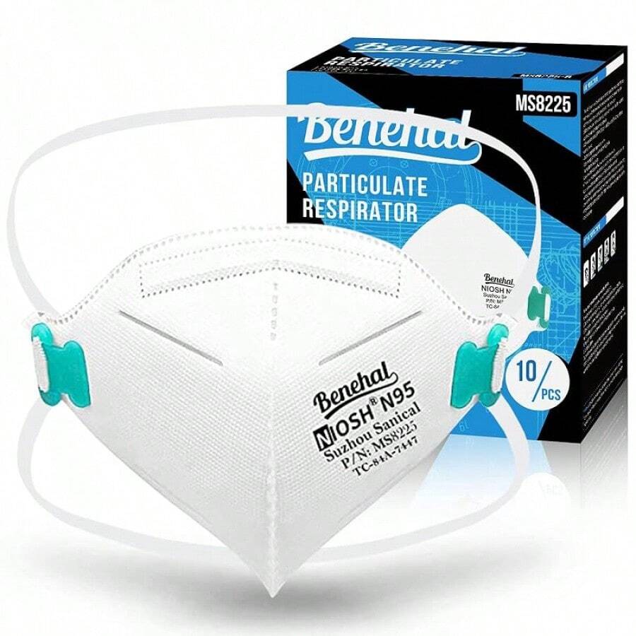 2025NIOSH Approved Mask Particulate Respirators, Pack Of 60 Face Masks, Individually Wrapped,White - 60 Pack - White - View 1