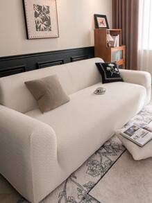 1pc Jacquard Solid Color Elastic Full Wrapped Sofa Cover, Minimalist Style Pet Friendly Anti-Slip Anti-Dirty Anti-Scratch, Suitable For All Season Spring Summer Autumn Winter, Machine Washable, Decorative For Holiday And New Home