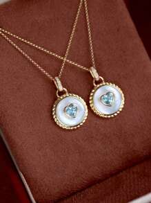 1 件时尚心形贝壳 S925 银项链，优雅心形装饰纯银项链吊坠适合女性日常通勤佩戴，奢华 INS 风格周年纪念、生日、情人节礼物 - 心型貝殼S925銀項鍊 - 查看 6