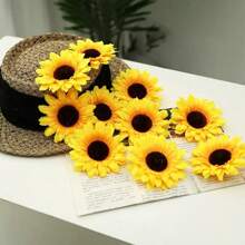 3Pcs Girls Yellow Sunflower Beach Hair Clips & Hawaiian Hair Accessories For Wedding & Party Beach Vacation- Hair Clip & Decorative Hair Clips For Girls