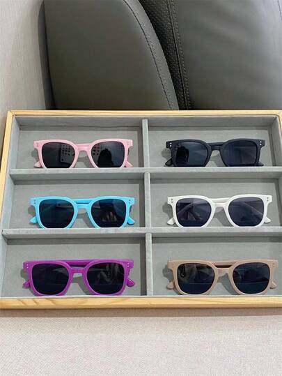 Bộ 6 chiếc kính gọng vuông cho trẻ em, kiểu dáng tối giản thời trang dành cho bé trai và bé gái, phù hợp cho các bữa tiệc, sinh hoạt hàng ngày và du lịch ngoài trời.