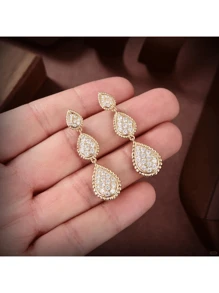 波西米亚风假日风格三滴吊坠项链时尚优雅节日派对流苏锁骨链女士别致优质珠宝