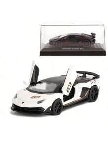 Burago 1:43  Aventador SVJ White Alloy Model Racing Car 67063A Large Simulation Racing Car Toy Car Collection Christmas Birthday Gift With Dust Cover Door Openable Design
