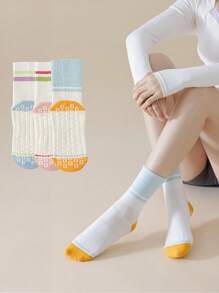 2/3/5 Pairs Women Yoga Socks, Professional Non-Slip Silicone Socks For Indoor Fitness, Dance, Pilates, Beginners, Suitable For Barefoot - Multicolor - View 12