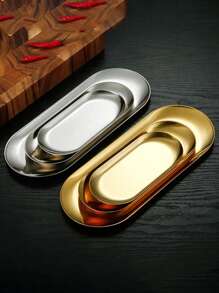 LEAPAIR 1/2/3 peças Bandeja Decorativa Oval de Aço Inoxidável Dourada/Prateada/Preta P/M/G, Bandeja para Joias, Bandeja para Toalha/Penteadeira, Prato, Bandeja para Chá/Frutas, Organizador de Cosméticos e Joias, Estilo Nórdico