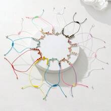 12pcs Colorful Butterfly Crystal Handmade Braided Bracelets Set, Cute Fashion Accessory For Women, Leisure, Holiday, Birthday Gift