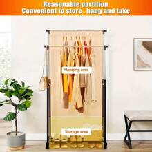 Double Rail Clothes Rail, Portable Clothes Rack On Wheels, Extendable Hanging Rails For Clothes, Display Rack For Bedroom Laundry Rooms - Black - View 6